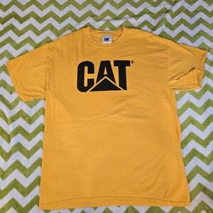 CAT Men's Yellow Short Sleeve Tee Size Large